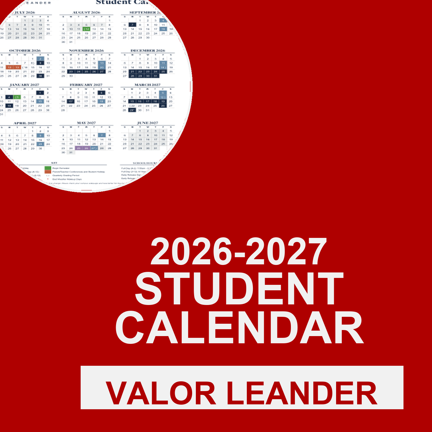 2026-2027 Student Calendar